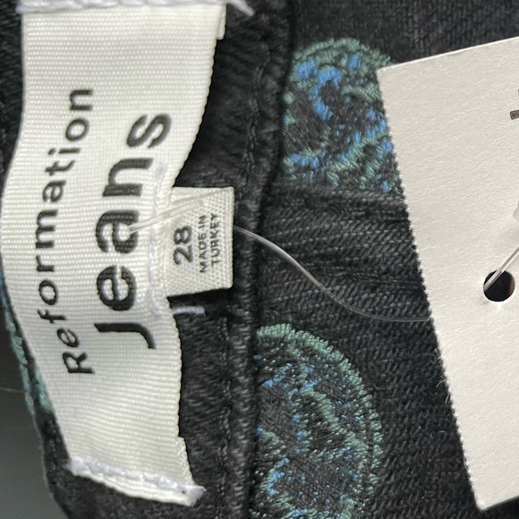 Reformation Earth Embroidered High Rise Straight Jeans 28” - Picture 11 of 13